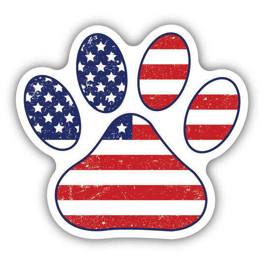 American Flag Paw Print Sticker