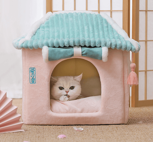 Cozy Retreat Cat House - The Ultimate Enclosed Cat Villa by Dog Hugs Cat