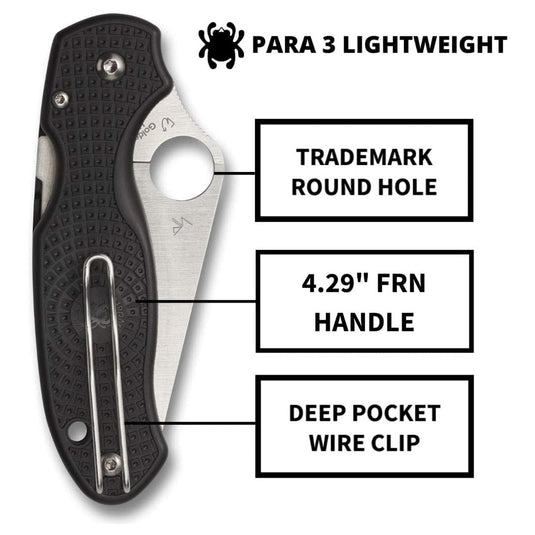 Spyderco Para 3 Black Lightweight Plain Edge