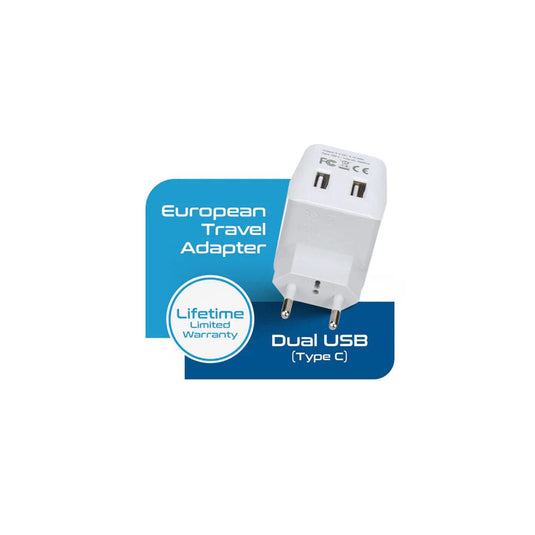 Ceptics European Travel Adapter - Type C - Dual USB (CTU-9C)