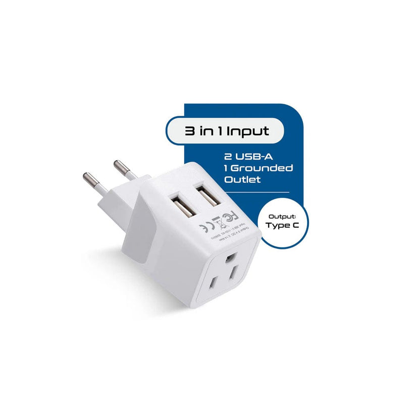 Load image into Gallery viewer, Ceptics European Travel Adapter - Type C - Dual USB (CTU-9C)
