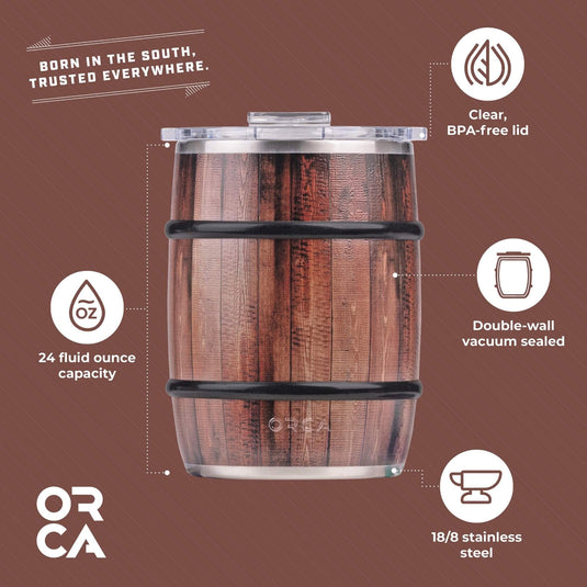 ORCA Double Barrel 24oz Oak Wood Grain