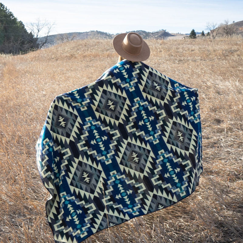 Load image into Gallery viewer, Andean Alpaca Wool Blanket - Blue Chakana by Alpaca Threadz
