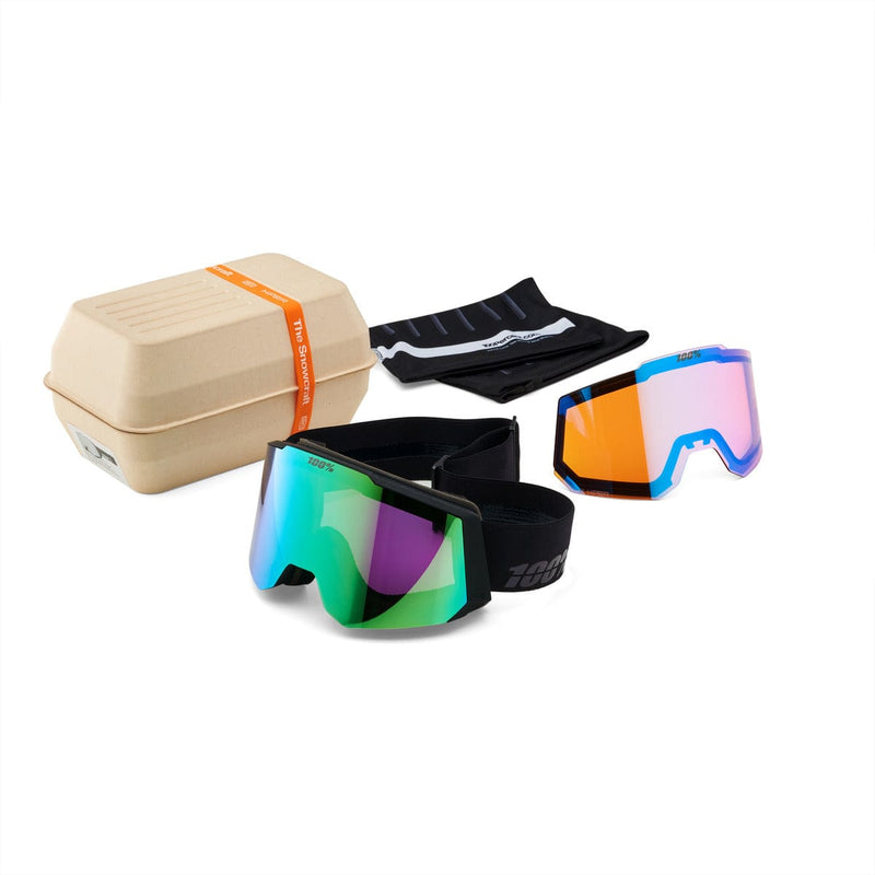 Load image into Gallery viewer, 100% SNOWCRAFT HiPER Goggle Black/Green - Mirror Green Lens
