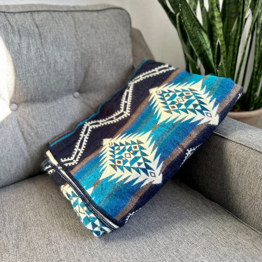 Andean Alpaca Wool Blanket - Cobalt Blue by Alpaca Threadz