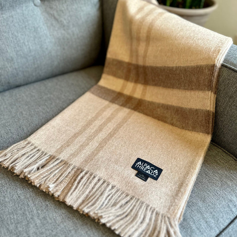 Load image into Gallery viewer, Royal Baby Alpaca Wool Checkered Throw Blanket by Alpaca Threadz
