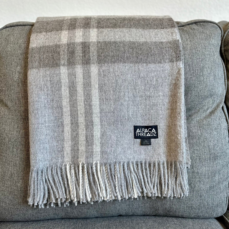 Load image into Gallery viewer, Royal Baby Alpaca Wool Checkered Throw Blanket by Alpaca Threadz
