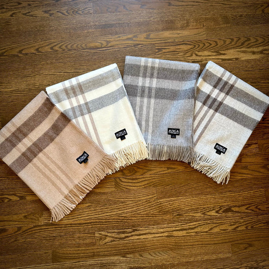 Royal Baby Alpaca Wool Checkered Throw Blanket by Alpaca Threadz