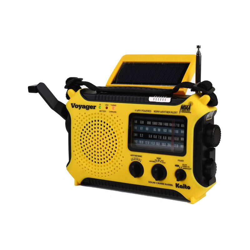 Load image into Gallery viewer, Kaito KA500L 4-Way Powered Emergency AM/FM/SW NOAA Weather Alert Radio with Solar Dynamo Crank Flashlight - Yellow
