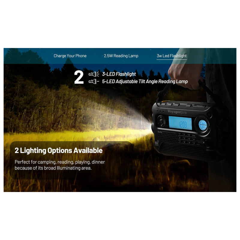 Load image into Gallery viewer, Kaito Voyager Pro KA600 Digital Solar Crank AM/FM/LW/SW NOAA Weather Radio Black
