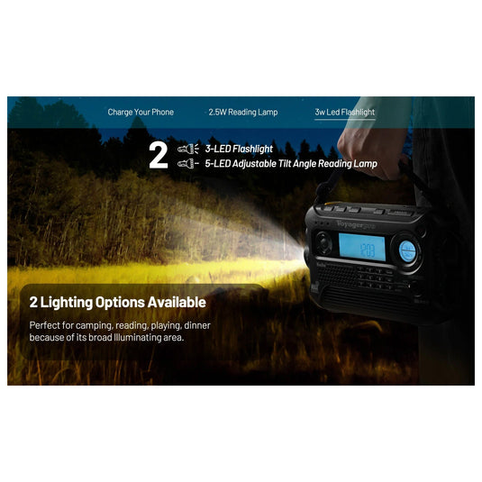 Kaito Voyager Pro KA600 Digital Solar Crank AM/FM/LW/SW NOAA Weather Radio Black