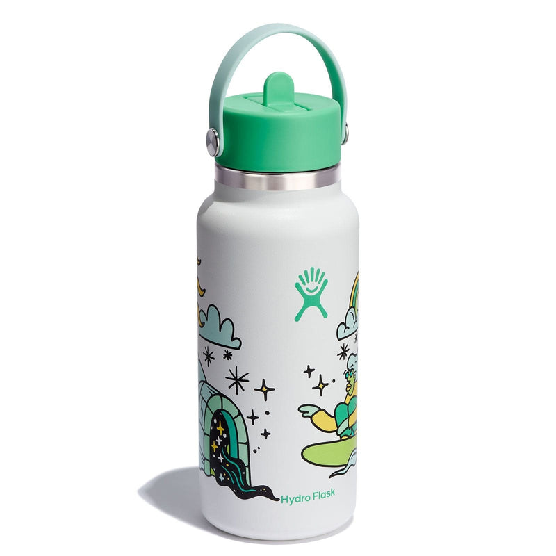 Load image into Gallery viewer, Hydro Flask 32 oz Wide Flex Straw Cap Usss X Hannah Eddy Spearmint Limited Edition
