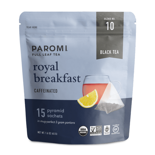 Organic Royal Breakfast Black Tea, Full Leaf, in Pyramid Tea Bags by Paromi Tea