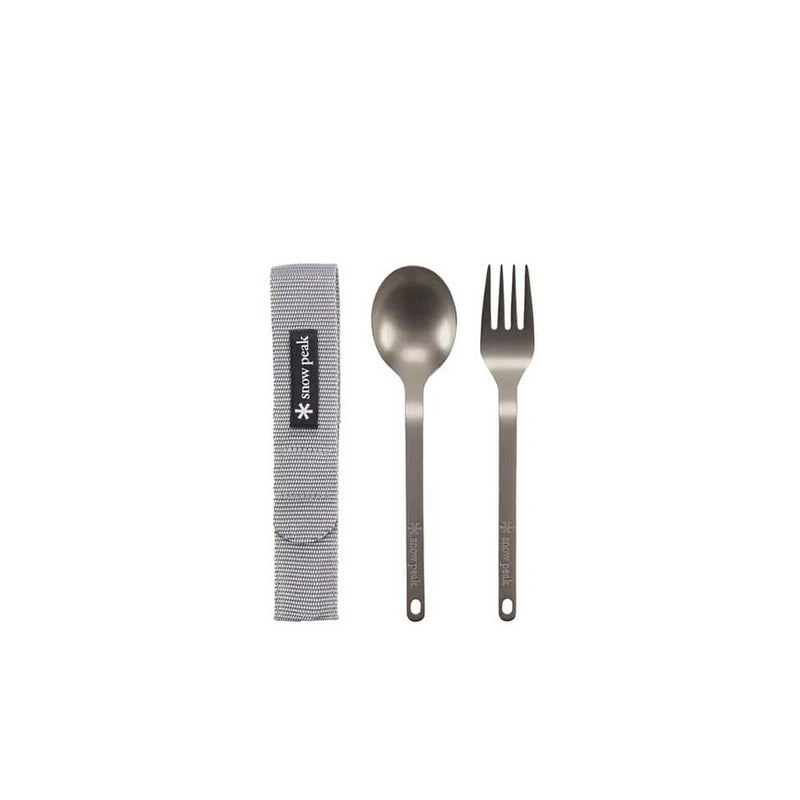 Load image into Gallery viewer, Snow Peak Titanium Fork &amp; Spoon Set
