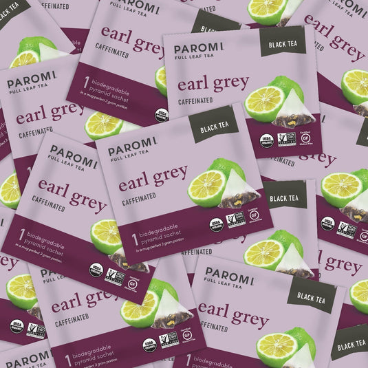 Organic Earl Grey Black Tea, Full Leaf, in Pyramid Tea Bags by Paromi Tea