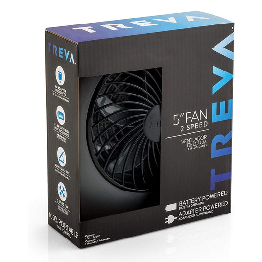 Treva 5 Inch Battery Powered Desk Fan