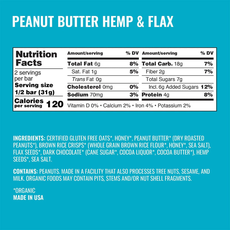 Load image into Gallery viewer, Kate&#39;s Peanut Butter Hemp &amp; Flax Bar
