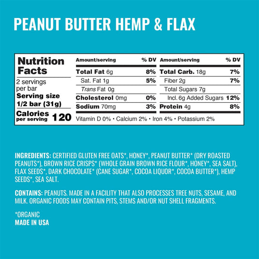 Kate's Peanut Butter Hemp & Flax Bar