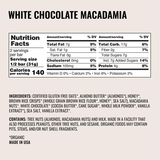 Kate's White Chocolate Macadamia Bar