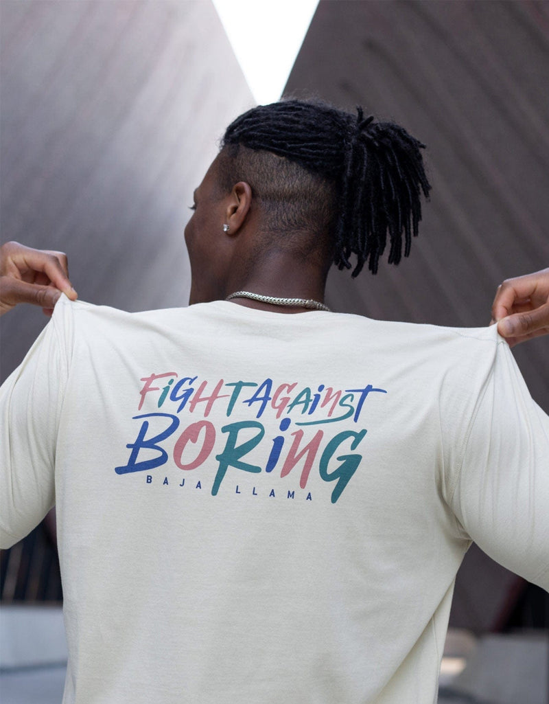 Load image into Gallery viewer, FIGHT AGAINST BORING RETRO - CREAM  PRIMO GRAPHIC TEE by Bajallama
