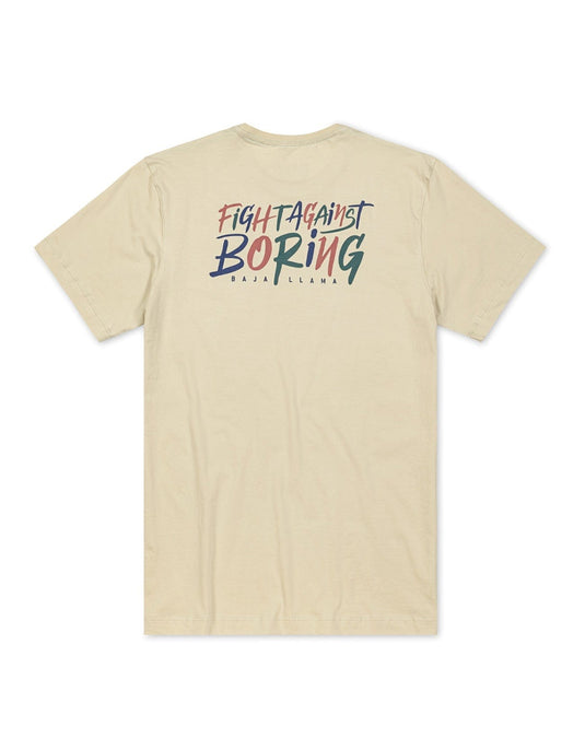 FIGHT AGAINST BORING RETRO - CREAM  PRIMO GRAPHIC TEE by Bajallama