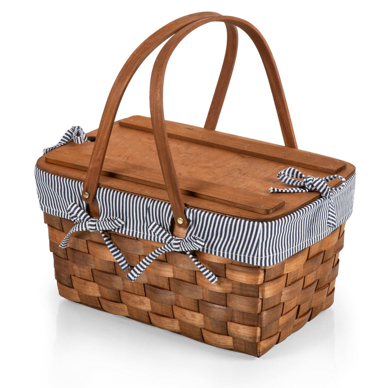 Load image into Gallery viewer, Kansas Handwoven Wood Picnic Basket by Picnic Time Family of Brands
