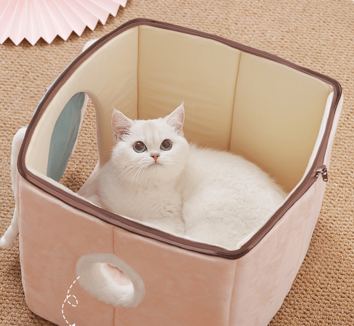 Load image into Gallery viewer, Cozy Retreat Cat House - The Ultimate Enclosed Cat Villa by Dog Hugs Cat
