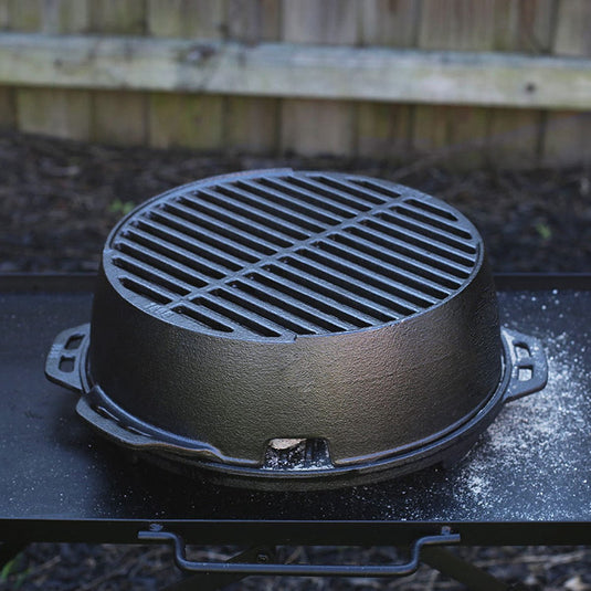 Lodge Cast Iron 12 Inch Cast Iron Portable Round Grill