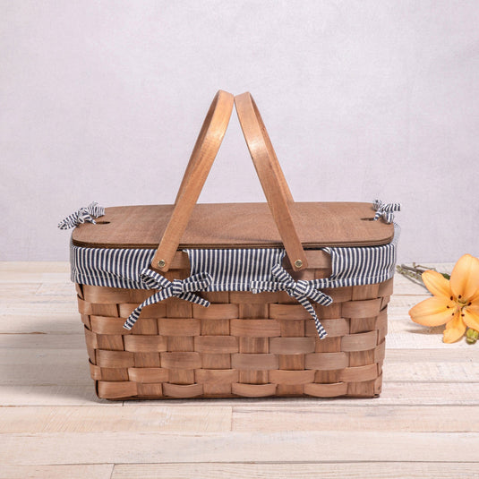 Kansas Handwoven Wood Picnic Basket by Picnic Time Family of Brands