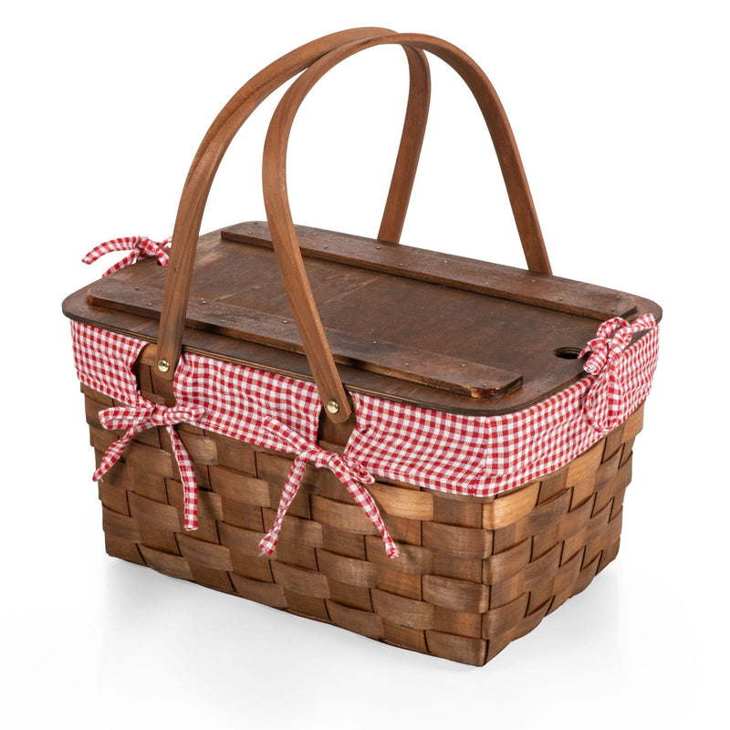 Load image into Gallery viewer, Kansas Handwoven Wood Picnic Basket by Picnic Time Family of Brands
