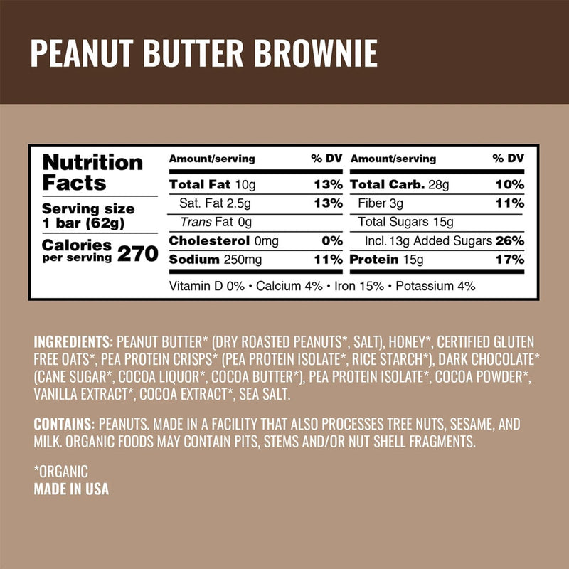 Load image into Gallery viewer, Kate&#39;s Peanut Butter Brownie 15g Protein Bars
