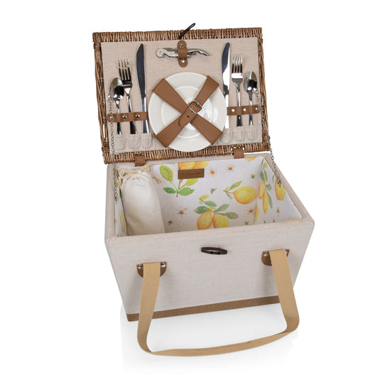 Lemongrove Picnic Basket for 2 - Bees & Lemons by Picnic Time Family of Brands