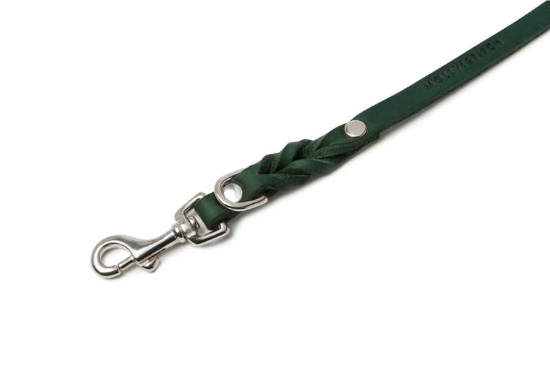 Load image into Gallery viewer, Butter Leather 3x Adjustable Dog Leash - Forest Green by Molly And Stitch US
