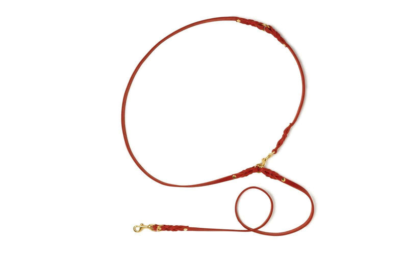 Load image into Gallery viewer, Butter Leather 3x Adjustable Dog Leash - Chili Red by Molly And Stitch US
