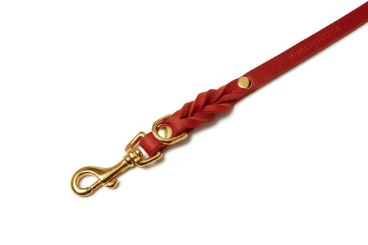 Butter Leather 3x Adjustable Dog Leash - Chili Red by Molly And Stitch US