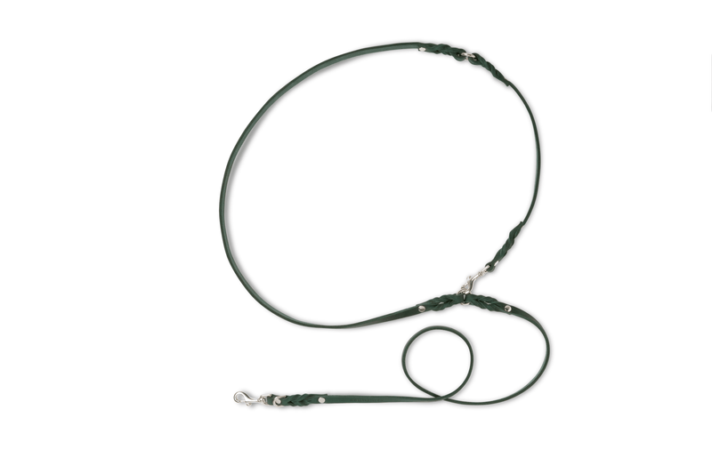 Load image into Gallery viewer, Butter Leather 3x Adjustable Dog Leash - Forest Green by Molly And Stitch US
