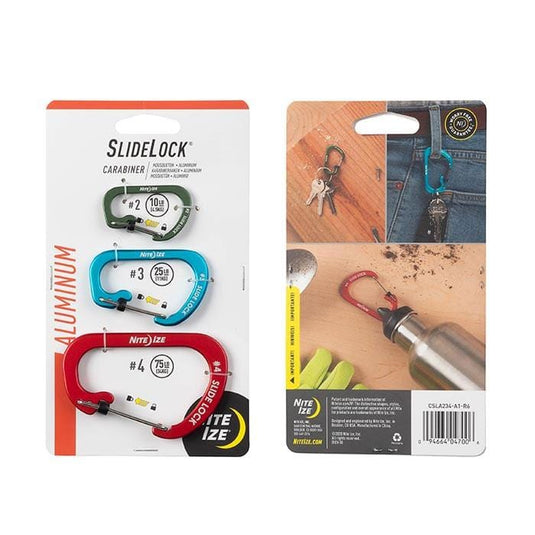 Nite Ize SlideLock Carabiner Aluminum - 3 Pack - Assorted