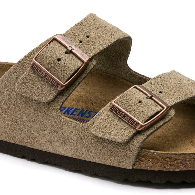 Load image into Gallery viewer, Birkenstock Arizona Narrow Soft Footbed Suede Leather Sandals Taupe Footwear Mens by Birkenstock | Campmor
