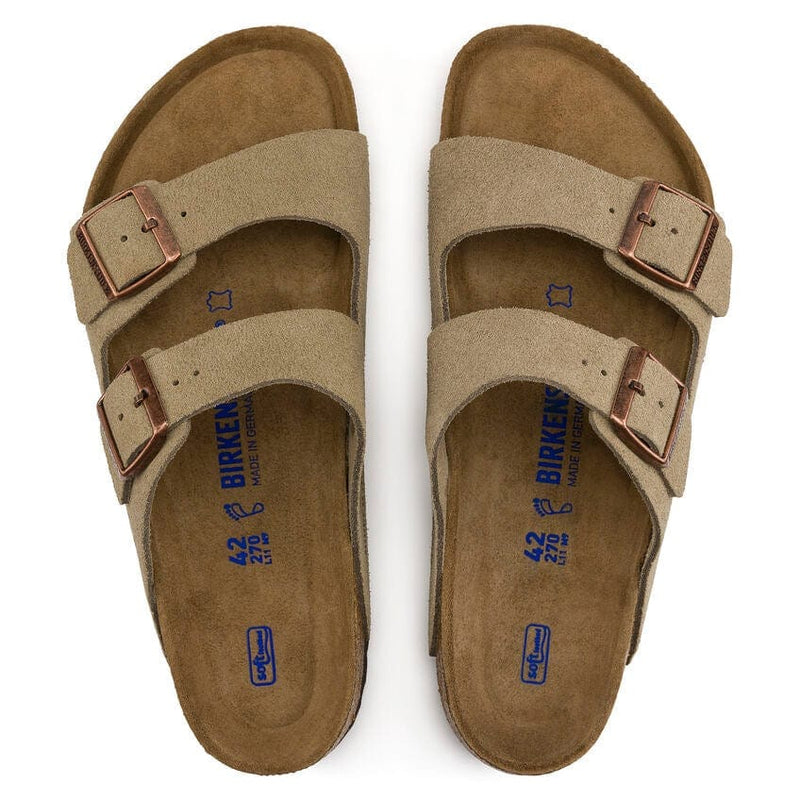 Load image into Gallery viewer, Birkenstock Arizona Regular Soft Footbed Suede Leather Sandals Taupe Footwear Mens by Birkenstock | Campmor
