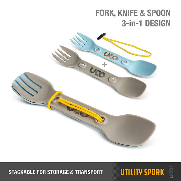 UCO Utility Spork 2Pk w/cord Stone Blue+Sand