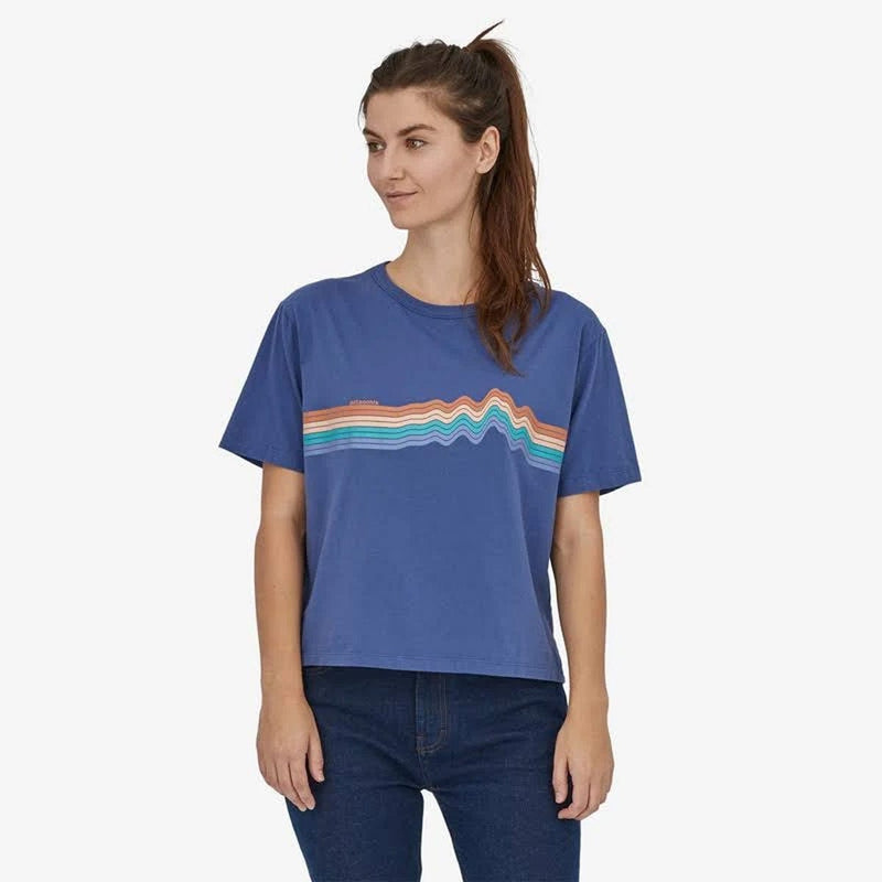 Load image into Gallery viewer, Patagonia Womens Ridge Rise Stripe Organic Easy Cut Tee
